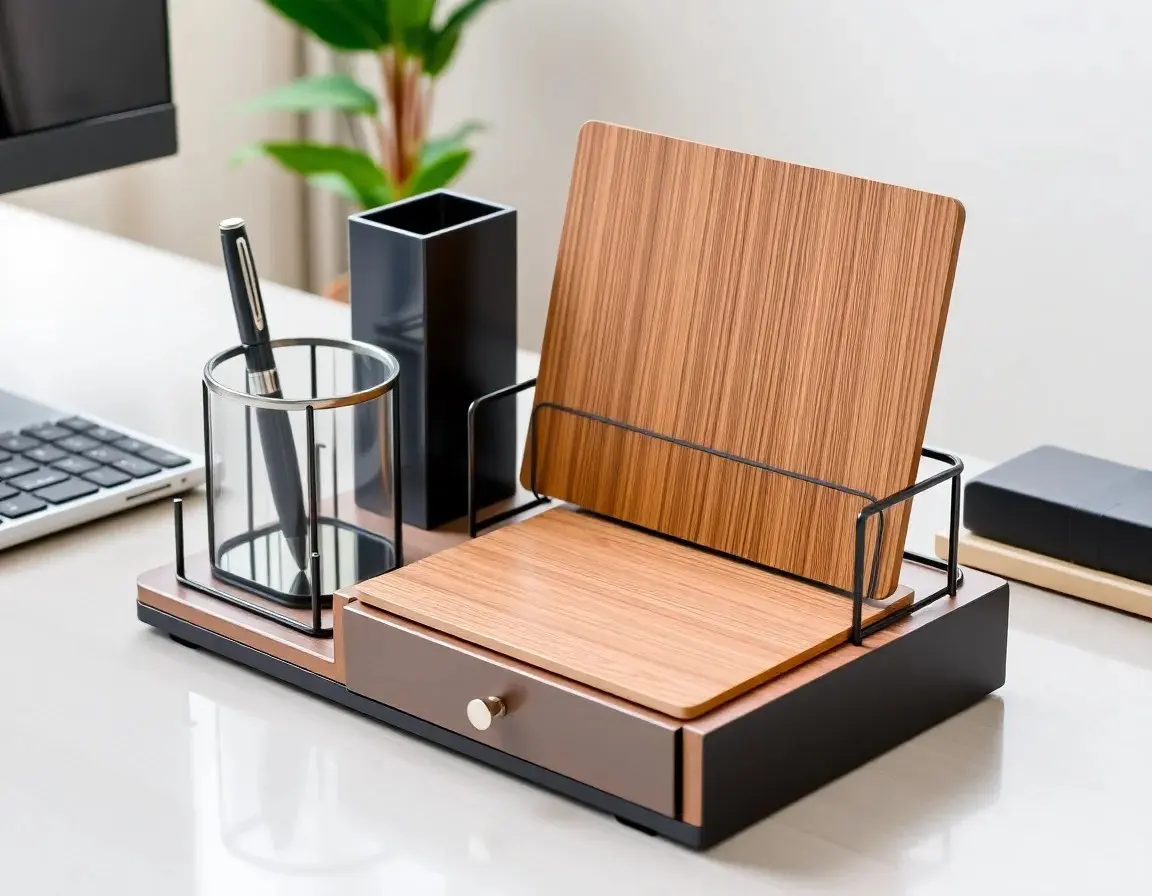 Elegantes Schreibtisch Organizer Set aus Holz oder Metall