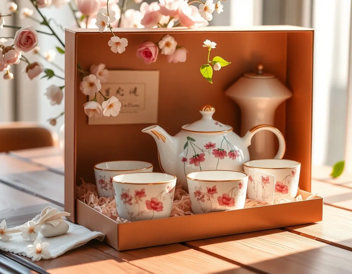 Elegantes Keramik-Teekannen- und Tassenset