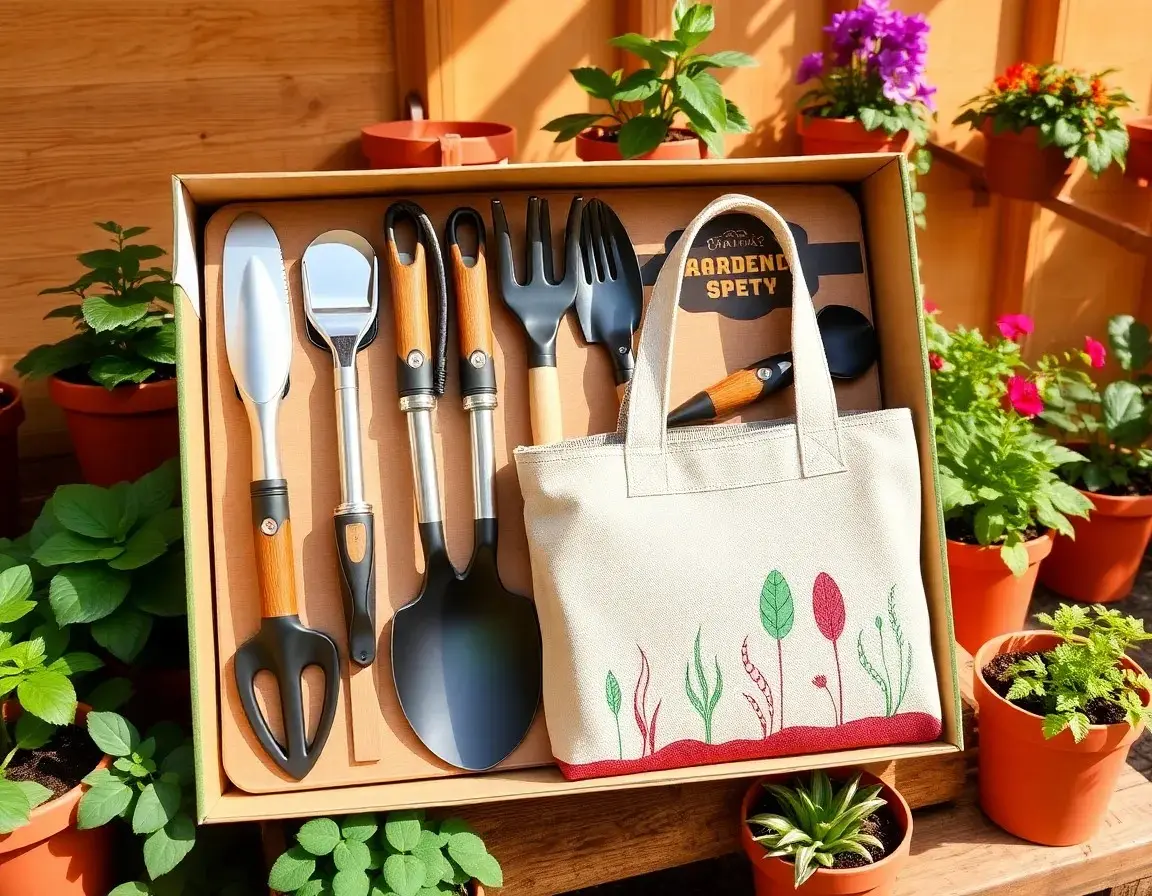 Ergonomisches Gartenwerkzeug-Set mit Tasche