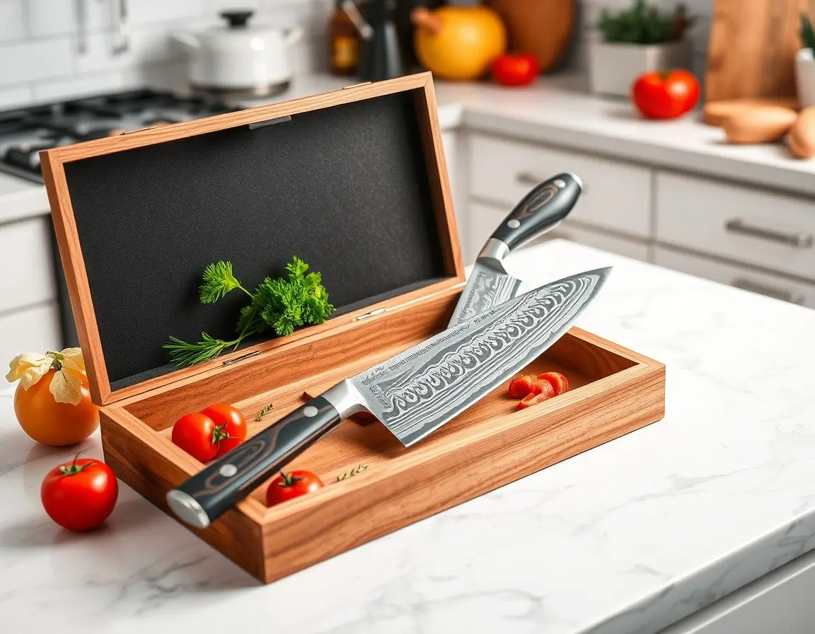 Damast Stahl Kochmesser-Set