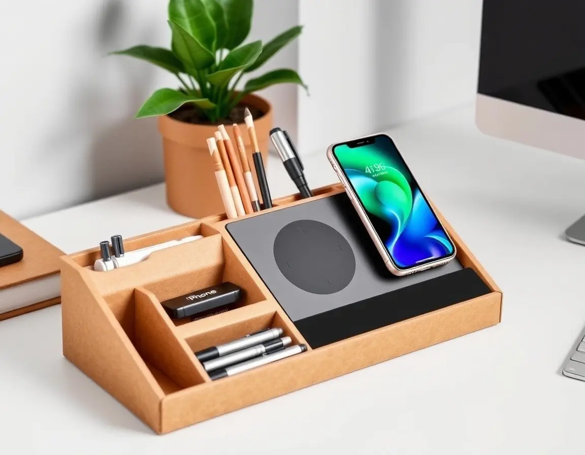 Kabelloser Lade-Schreibtisch-Organizer