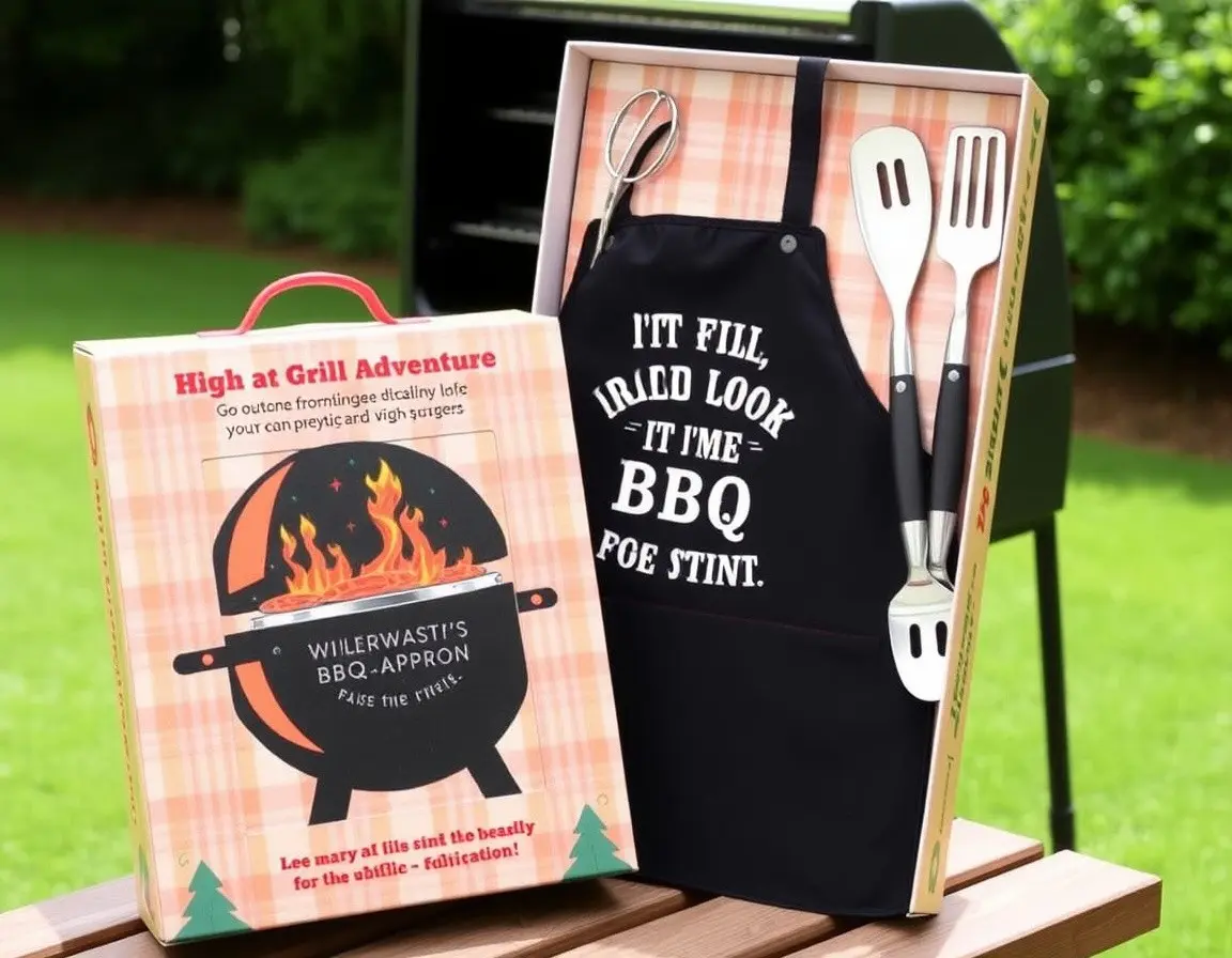 Lustige BBQ Schürze und Besteck Set