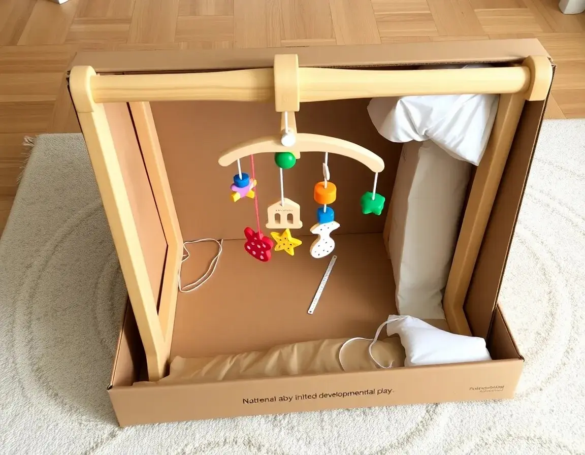 Wooden Baby Play Gym with Hanging Mobiles