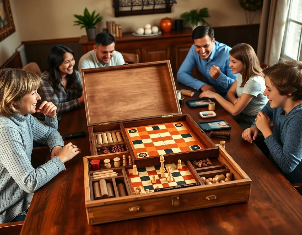 Klassische Brettspiele in Holzbox