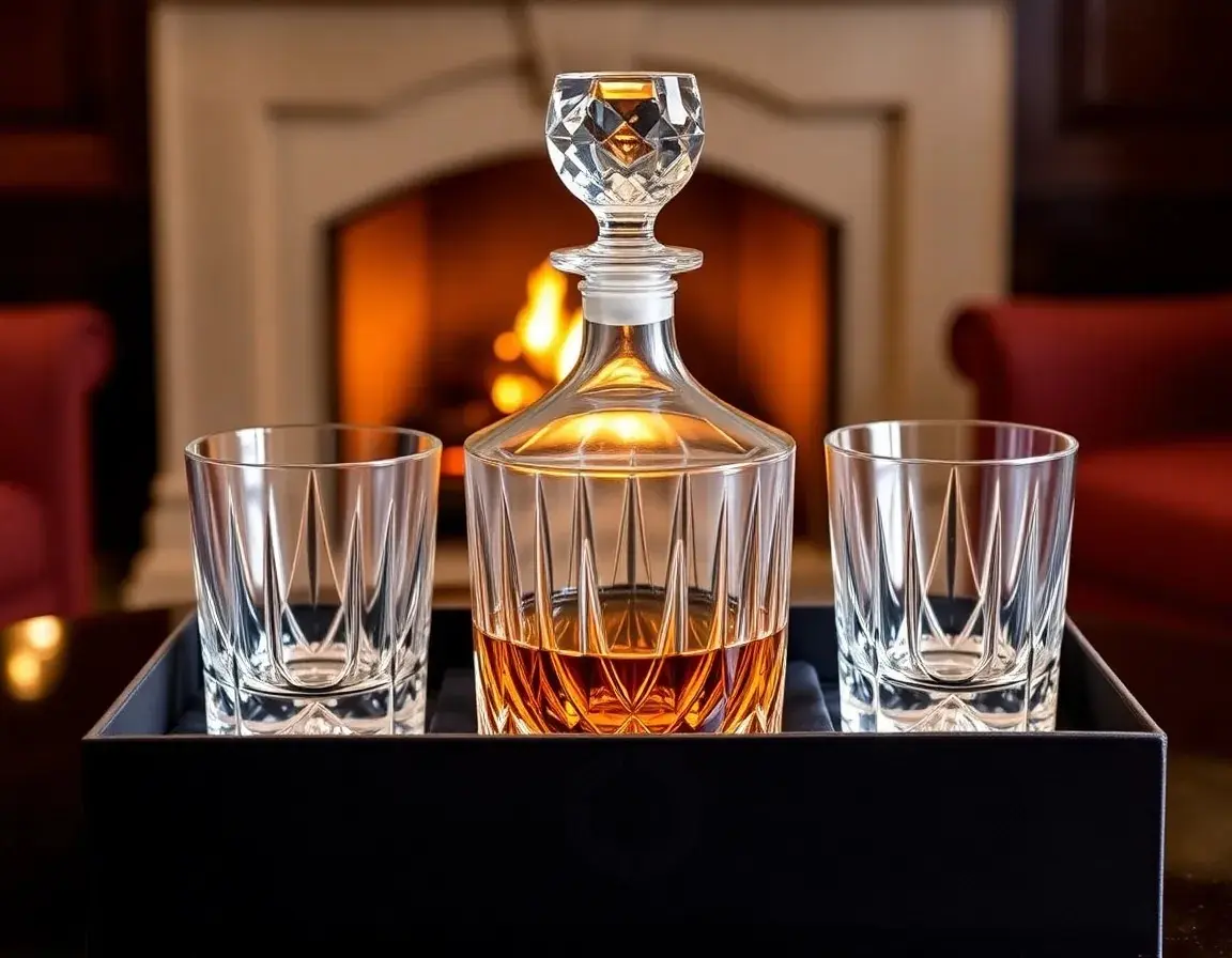 Crystal Whiskey Decanter and Glasses Set