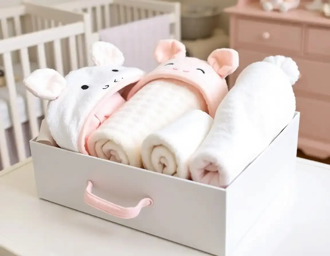 Weiches Baby Badetuch Set mit Kapuze