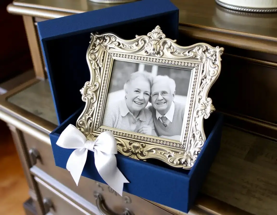 Silberner Bilderrahmen für Goldenen Hochzeitstag