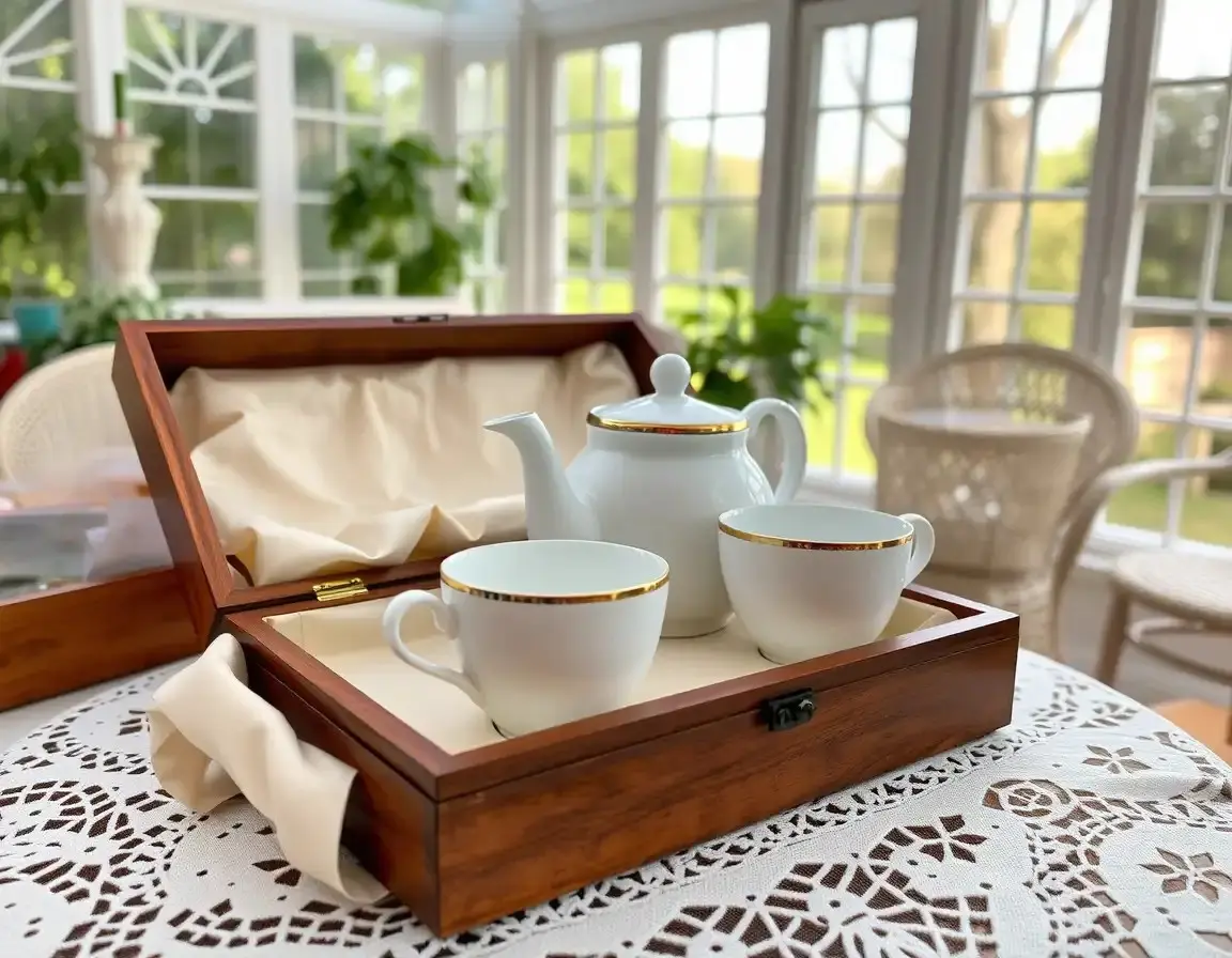 Teeservice mit Goldrand