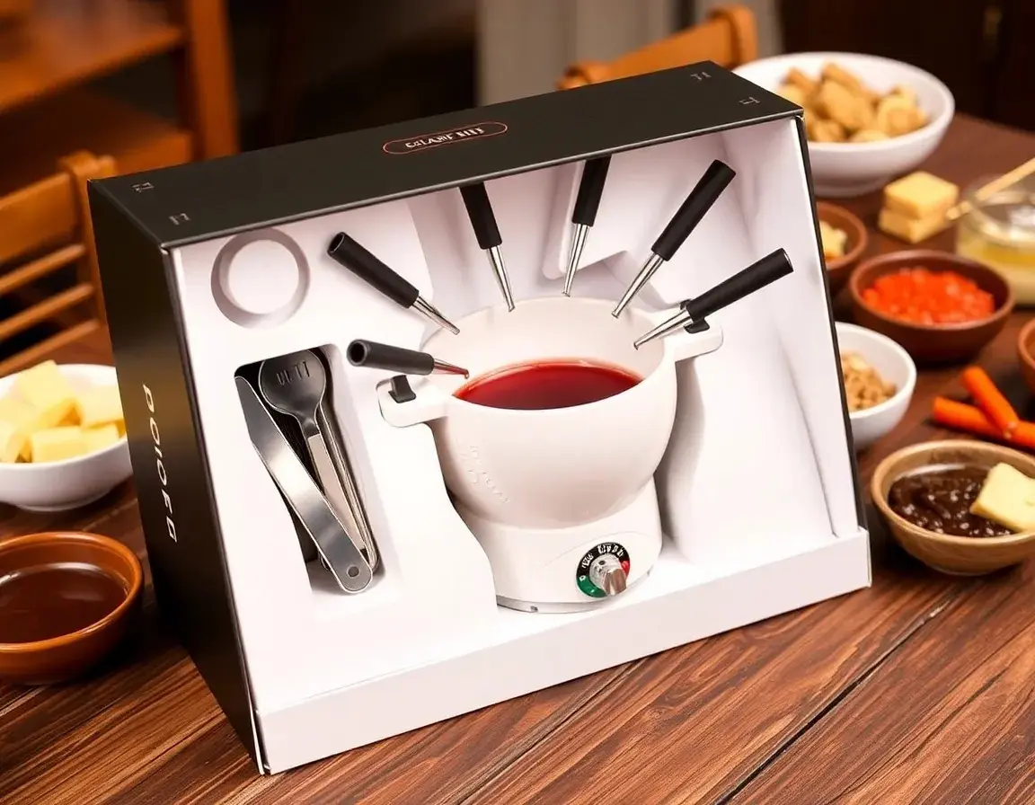 Electric Ceramic Fondue Pot Set