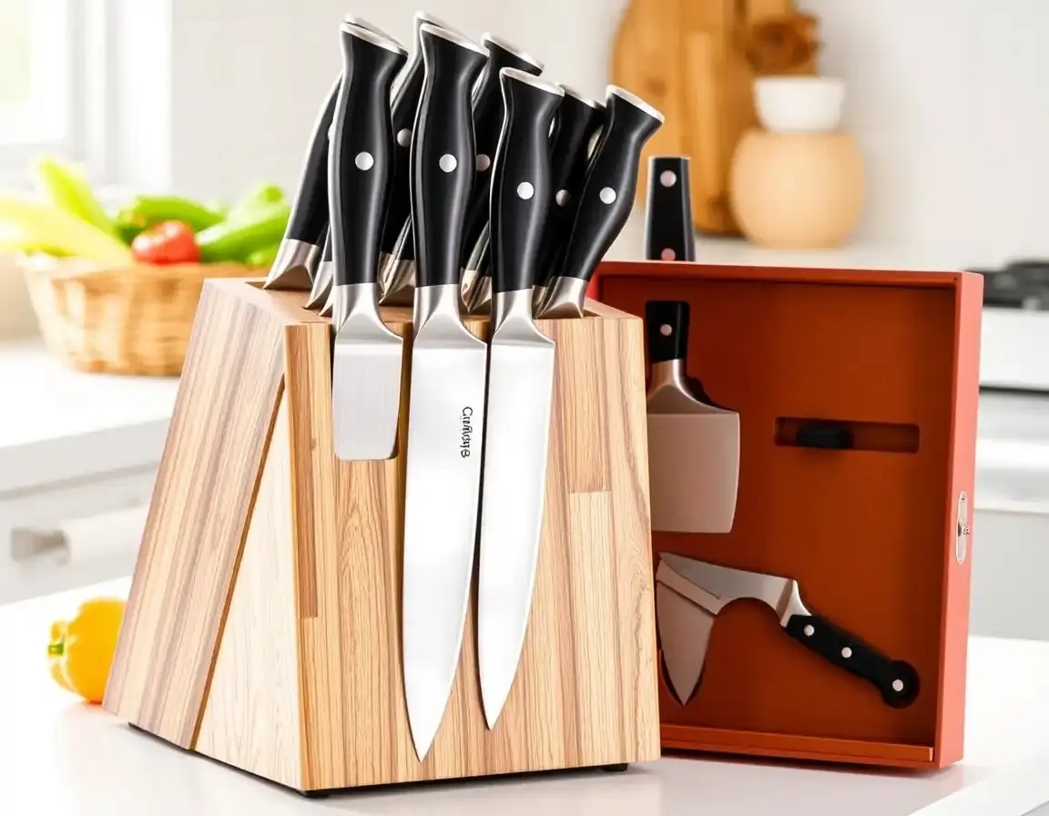 Professional Stainless Steel Knife Set with Block
