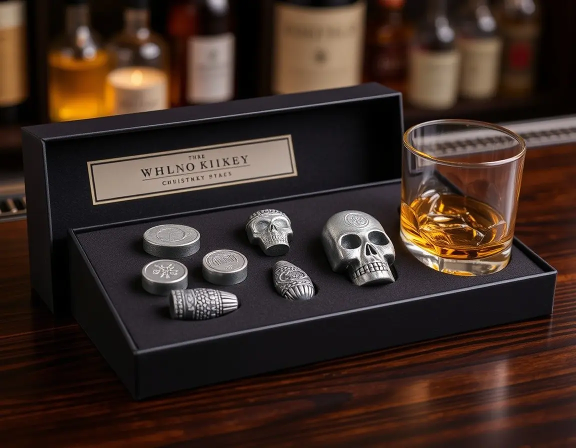 Whiskey-Set mit Kühlsteinen und Gläsern