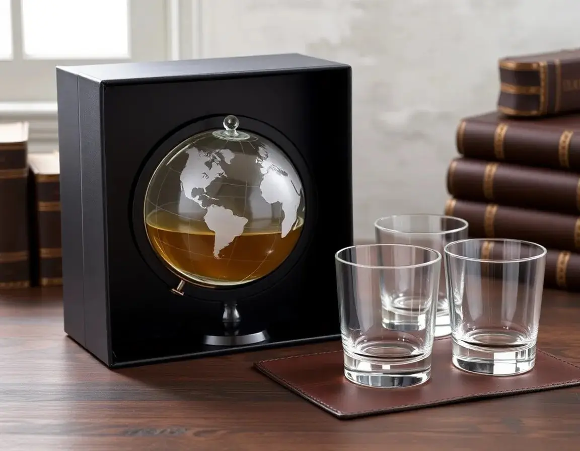 Whiskey-Karaffen-Set im Globus-Design
