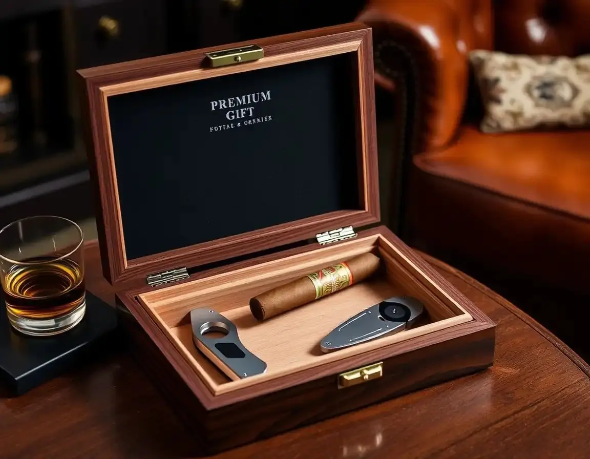 Holz Humidor für Zigarren mit Cutter Set