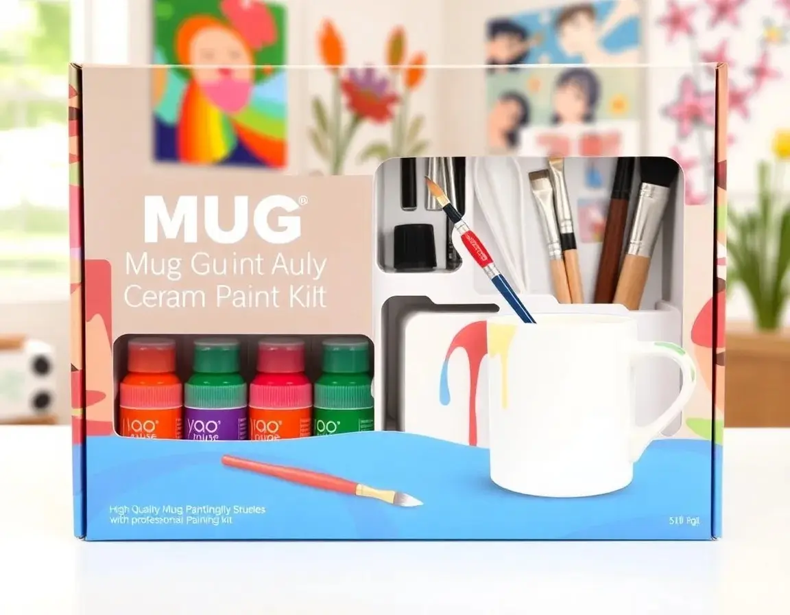 Ceramic Mug Painting Kit with Glazes
