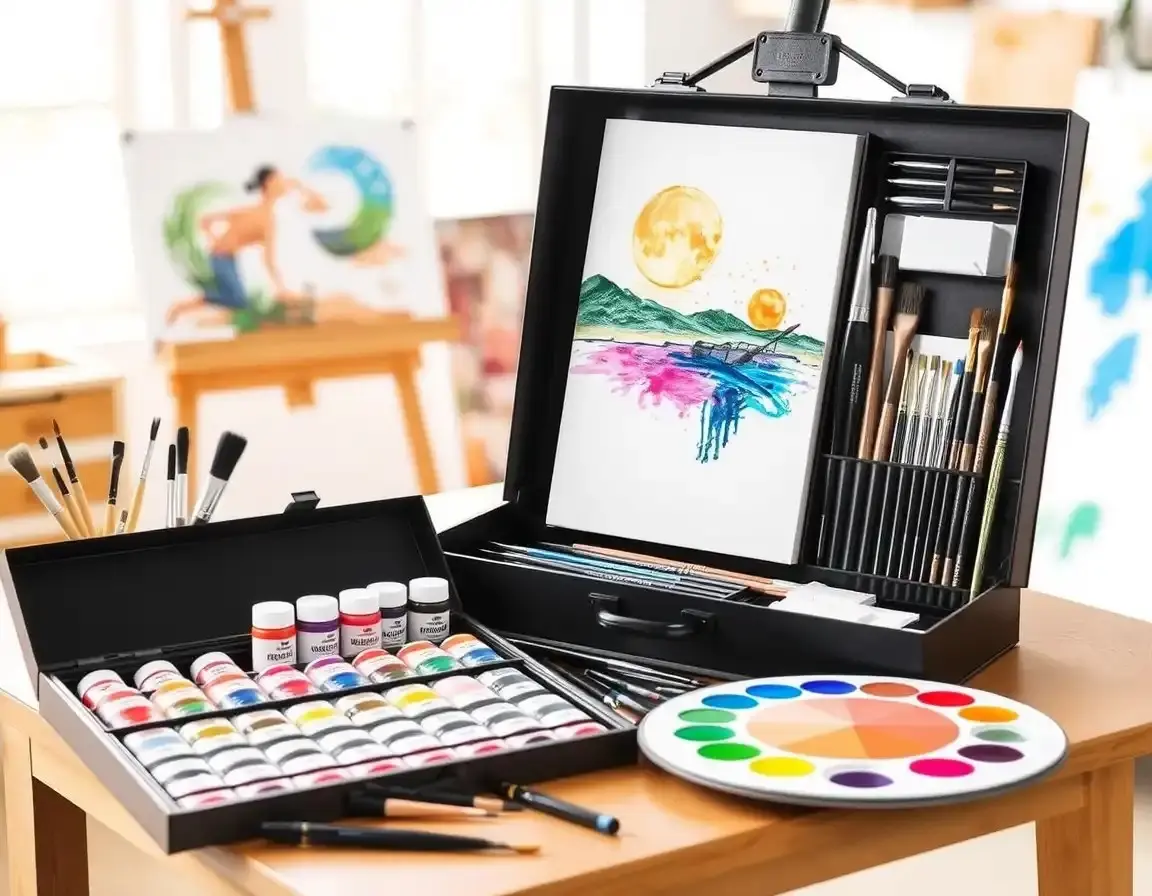 Professional Acrylic Painting Set Canvas Brushes