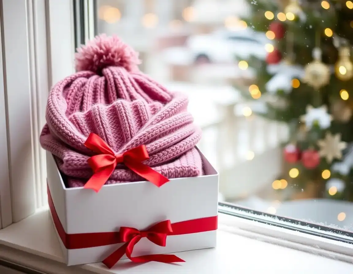 Kaschmir Schal und Mütze Set