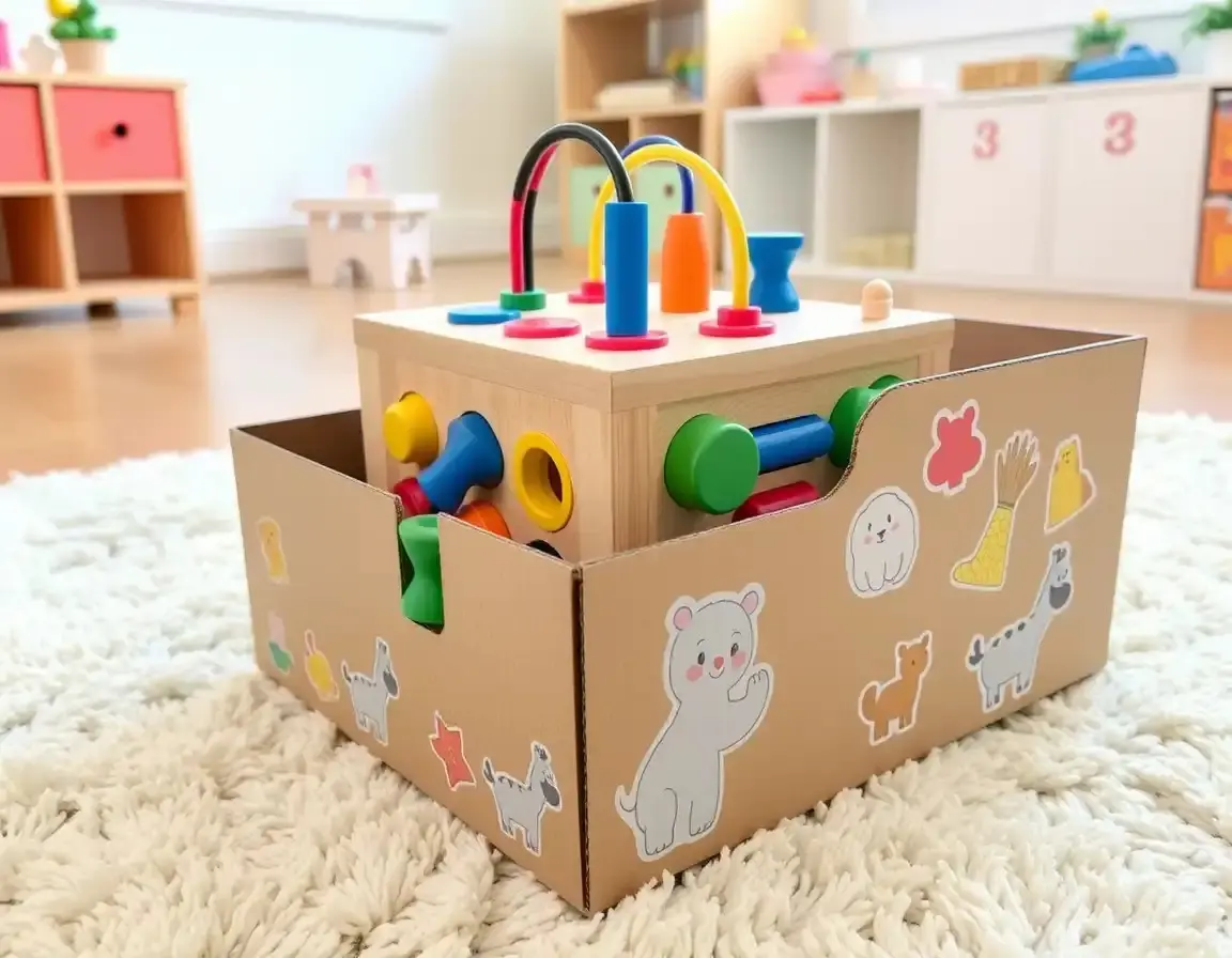 Holz-Motorikwürfel mit Labyrinth