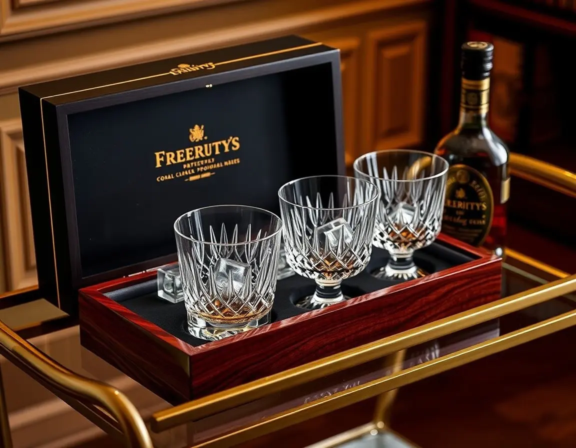 Luxuriöses Whiskey-Set mit Kühlsteinen
