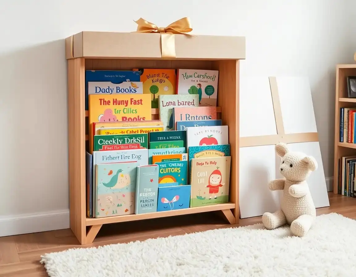 Bücherregal aus Holz für Kinder