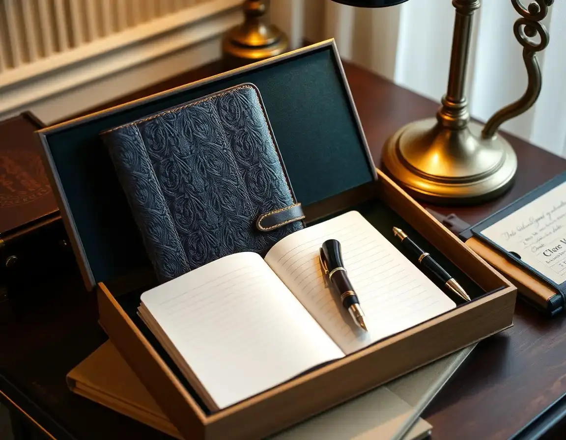Premium-Leder-Notizbuch und Füller Set