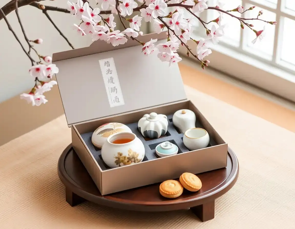 Künstlerisches Keramik Teeservice mit Sieb