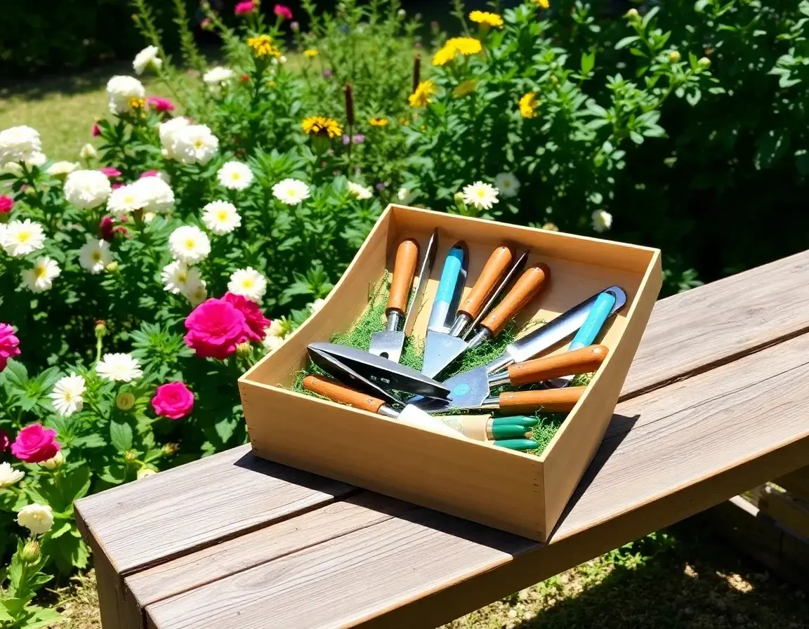 Hochwertiges Gartengeräte-Set mit Holzgriffen