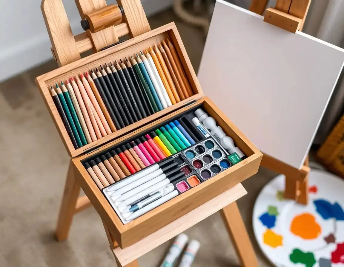 Premium-Kunstzubehör-Set im Holzkoffer