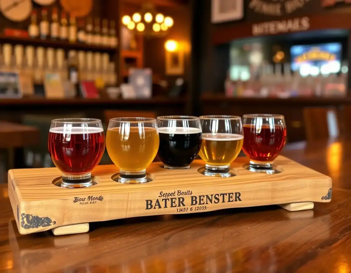 Bierverkostungsbrett mit Gläsern