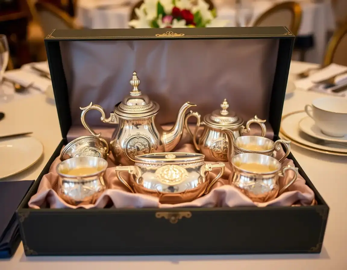 Verziertes versilbertes Tee-/Kaffeeservice