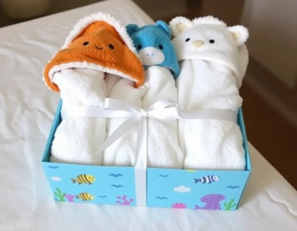 Weiches Baby Kapuzen-Badetuch-Set