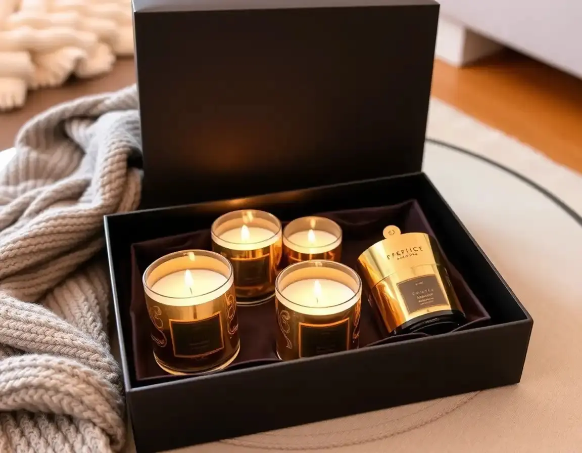 Duftkerzen-Geschenkset in Gold