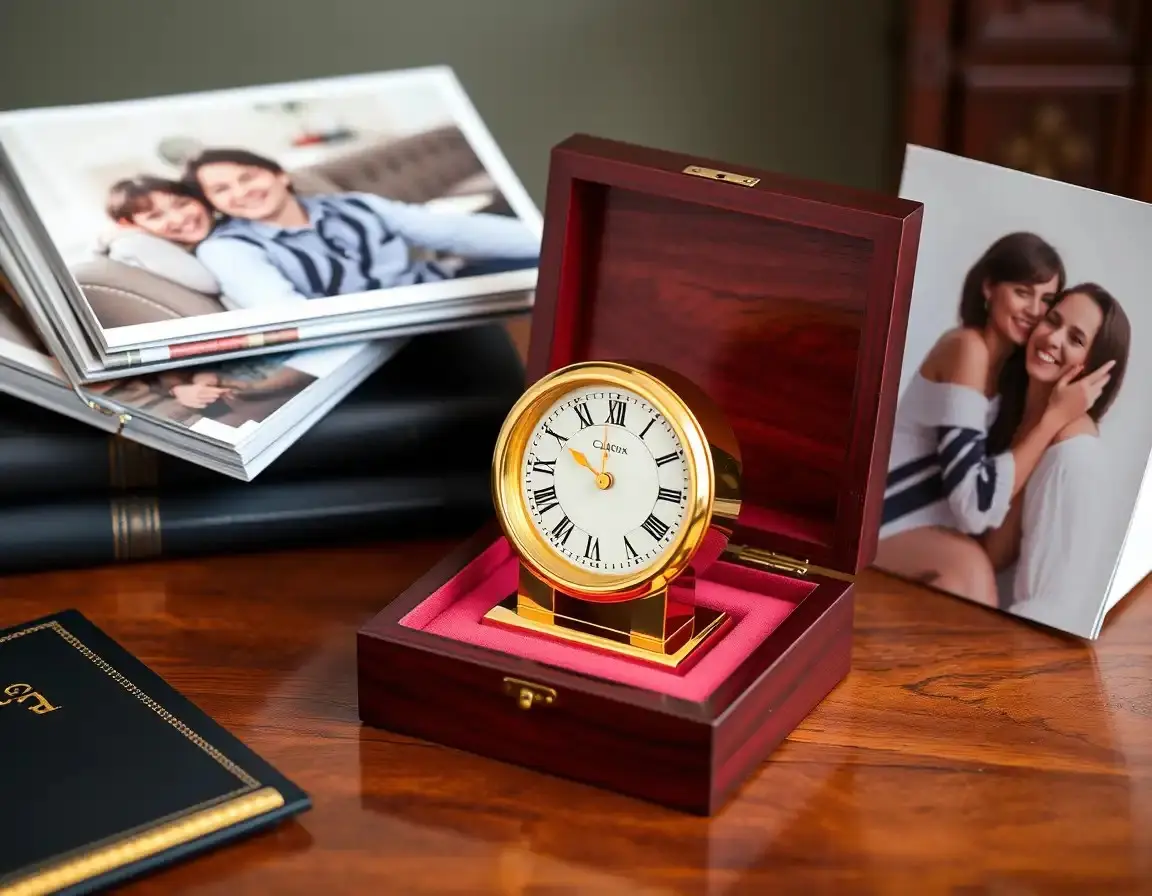 Elegante vergoldete Tischuhr