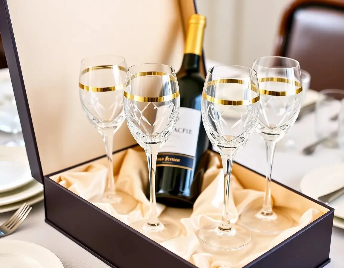 Kristallweingläser mit Goldrand