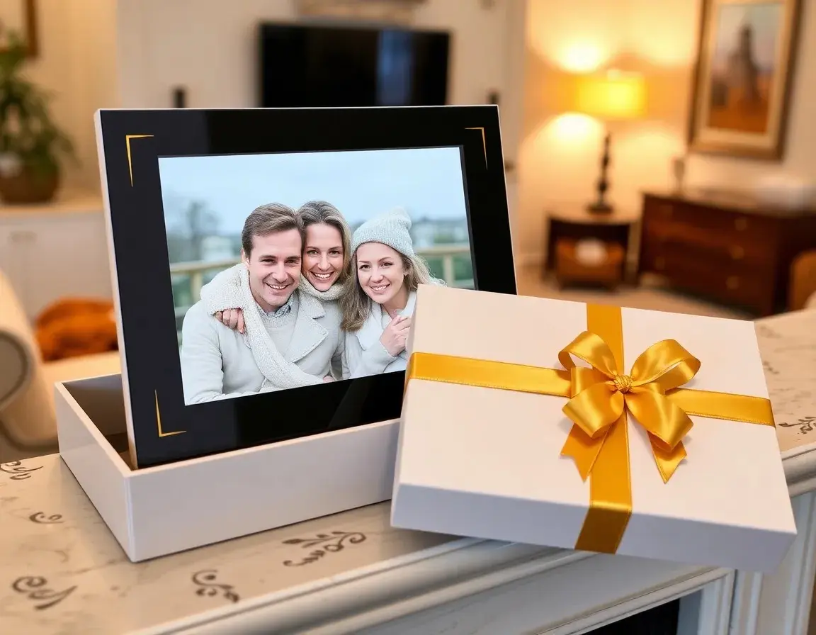 Digitaler Fotorahmen mit Gold-Akzenten