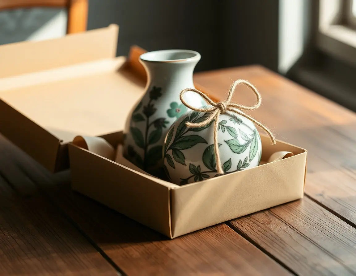 Handgefertigte Keramikvase mit Blumenmuster