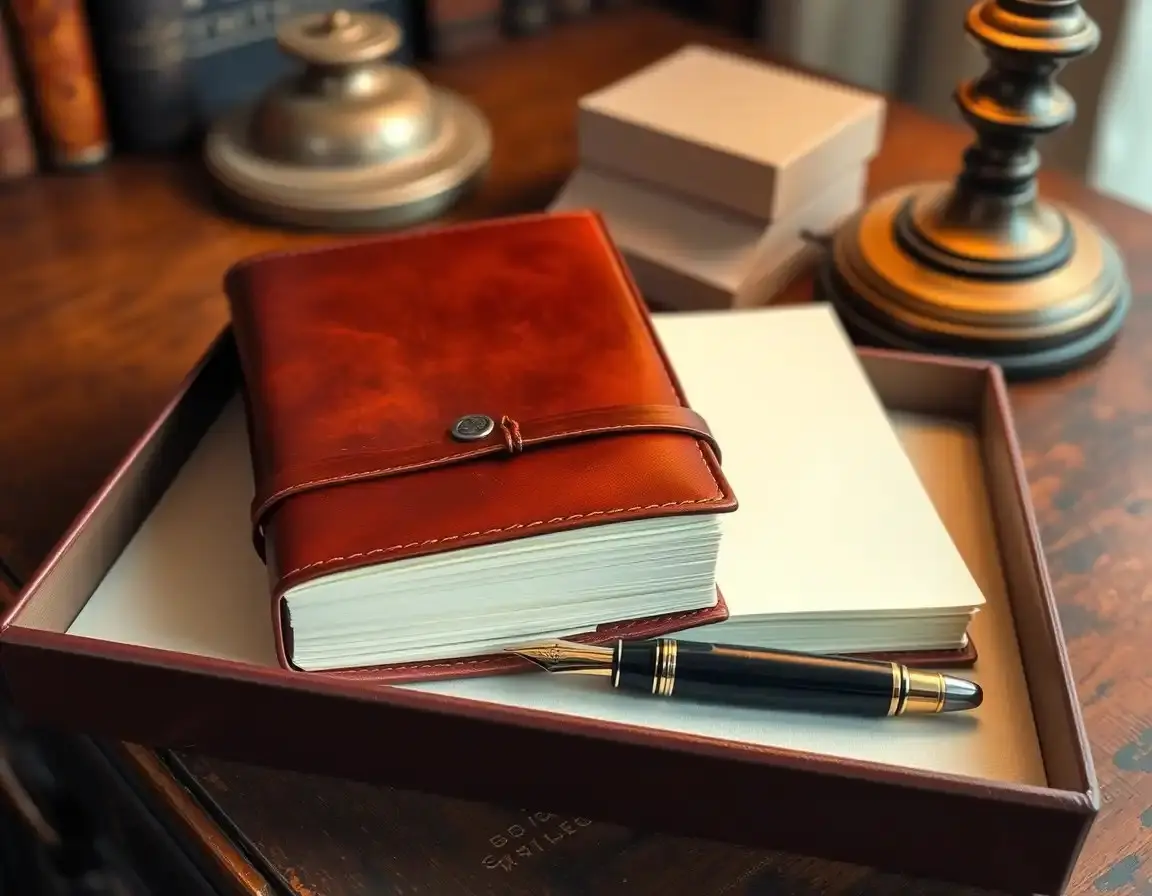 Ledergebundenes Notizbuch und Stift-Set