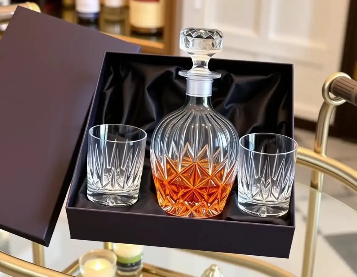 Elegantes Kristall Whiskey Dekanter Set