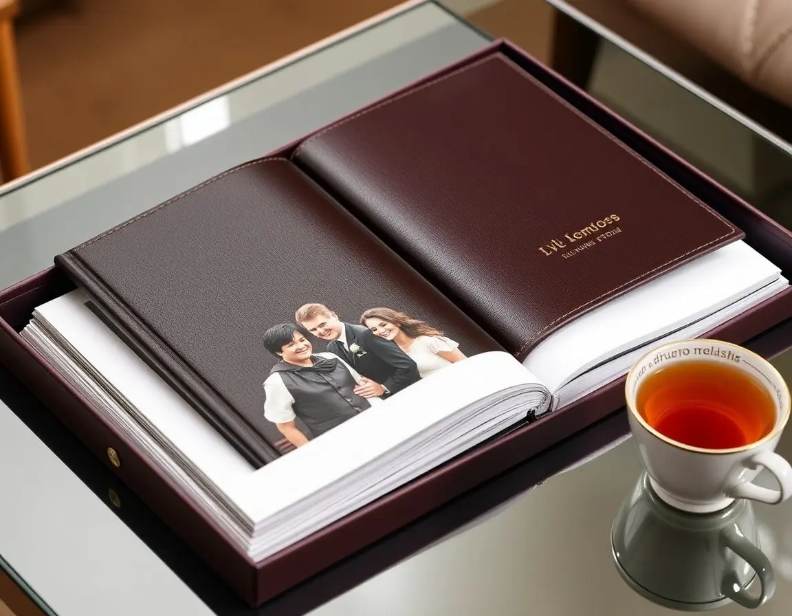 Hochwertiges Fotoalbum in Leder gebunden