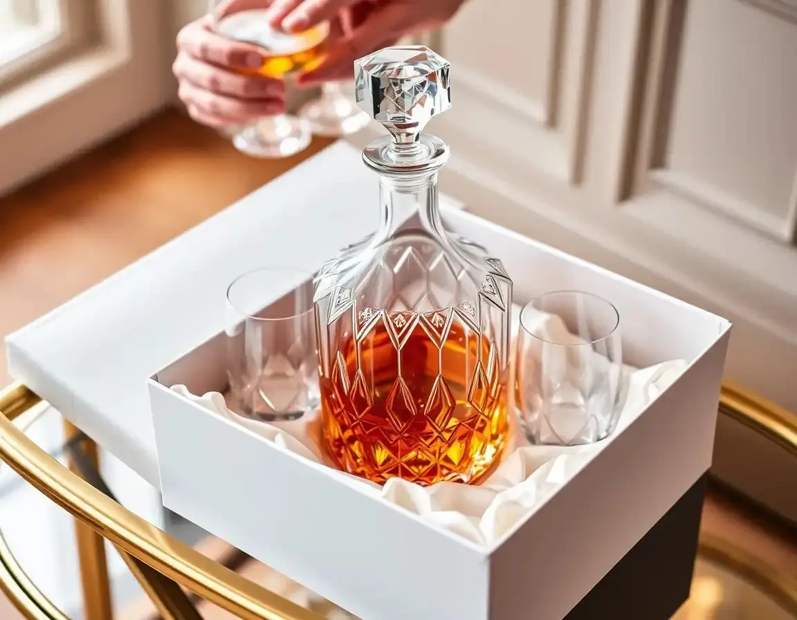 Premium Kristall Whiskey Dekanter Set