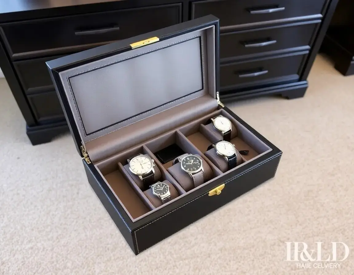 Multi-Slot Leather Watch Storage Box