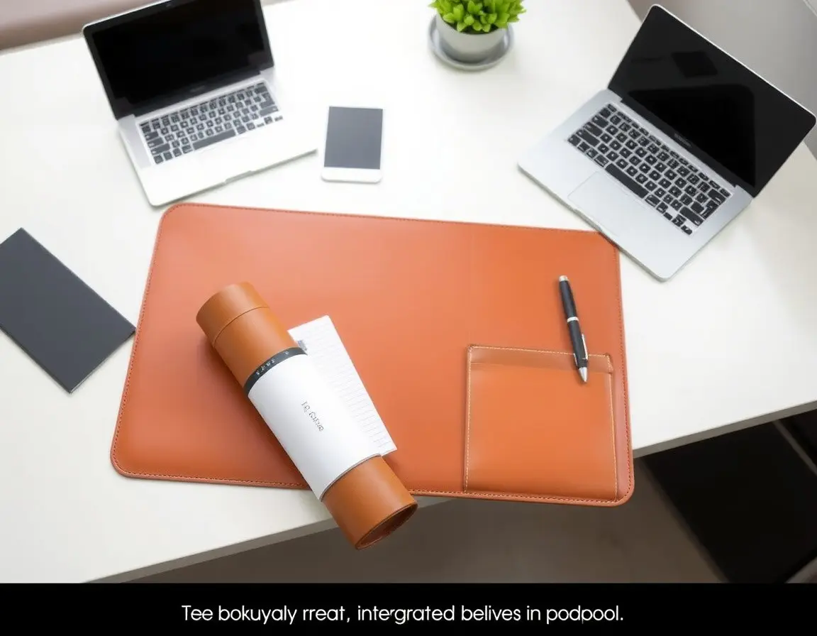 Große Leder Schreibtischunterlage mit Organizer