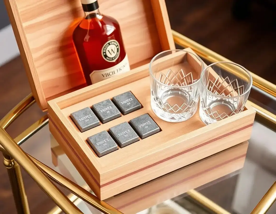 Whiskey-Steine und Gläser-Set