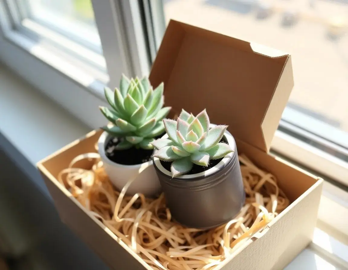 Mini Potted Succulent with Ceramic Planter
