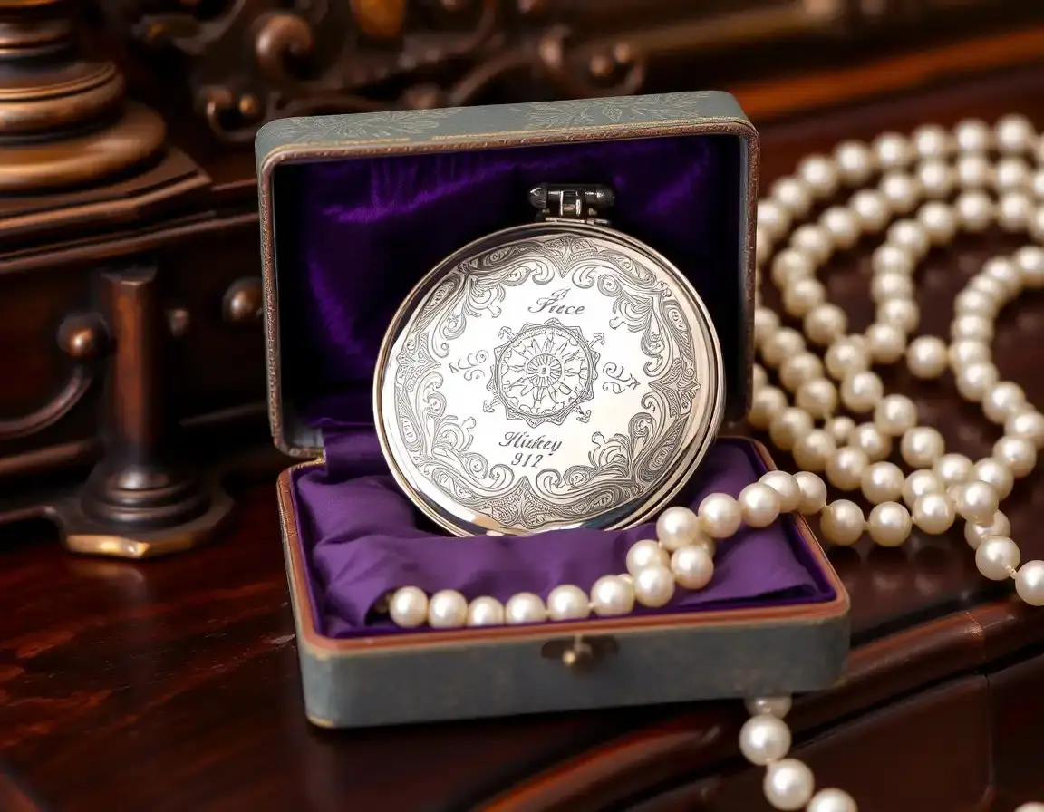 Vintage Kompaktspiegel mit Gravur