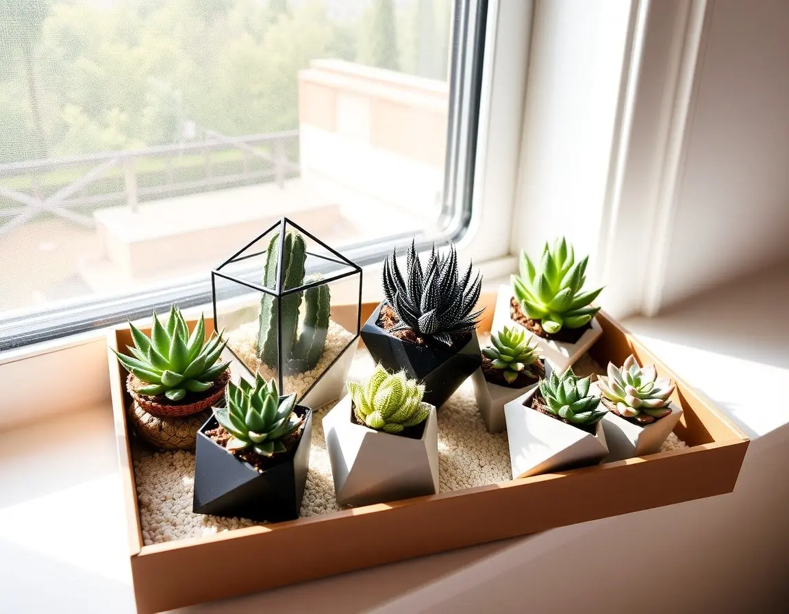 Modernes geometrisches Sukkulenten-Pflanzgefäß-Set