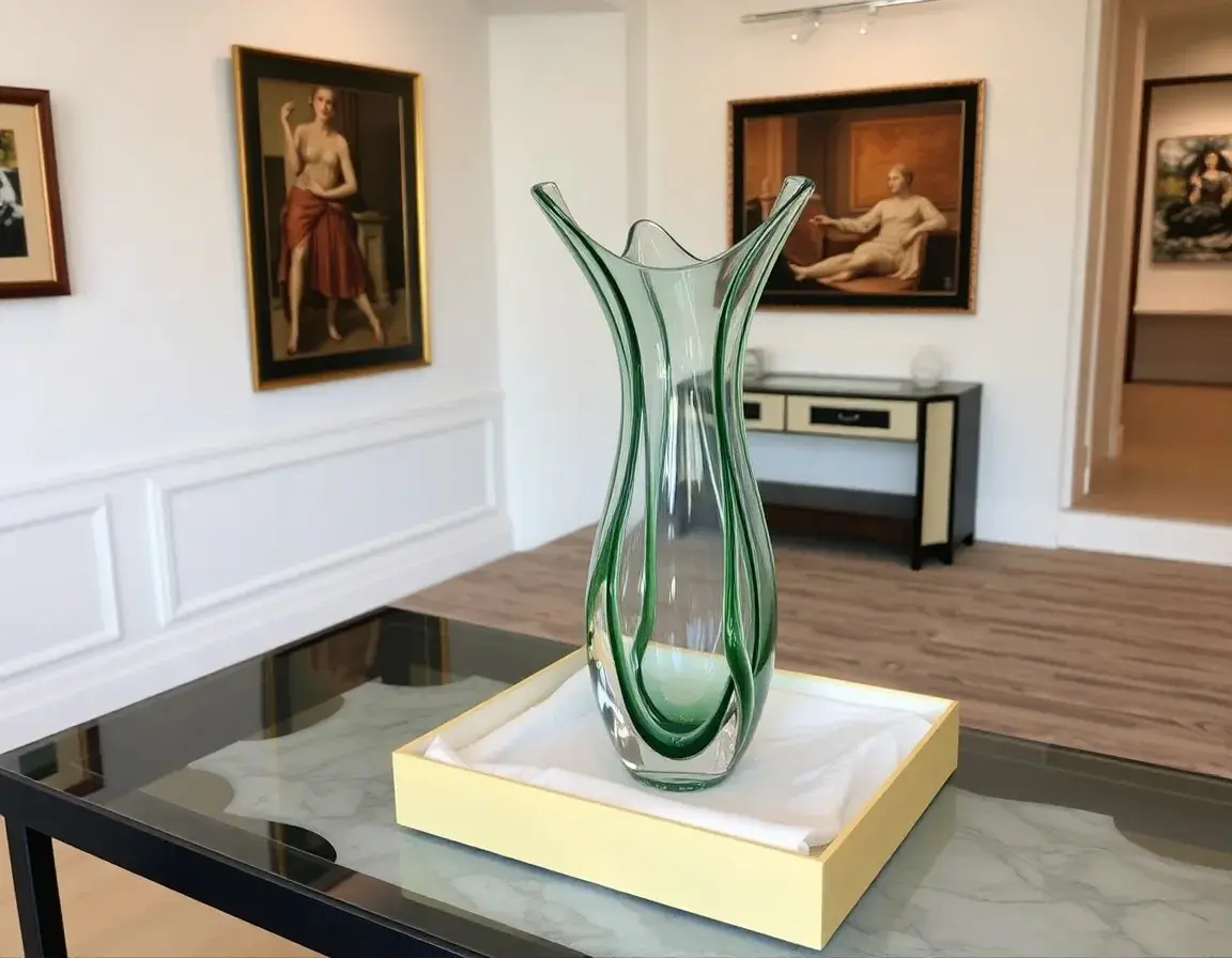Mundgeblasene Glas-Kunstskulptur Vase
