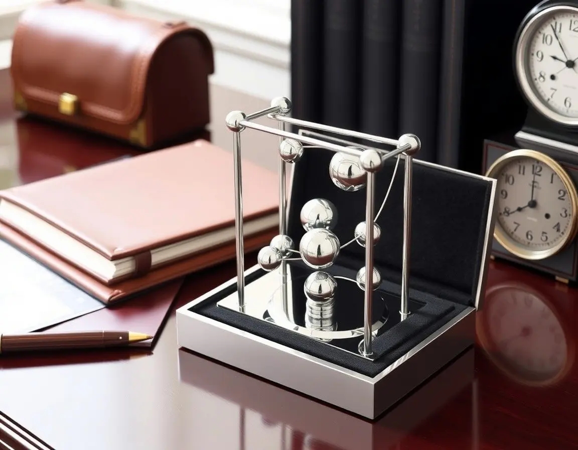 Newton's Cradle Kinetic Desk Toy Sculpture