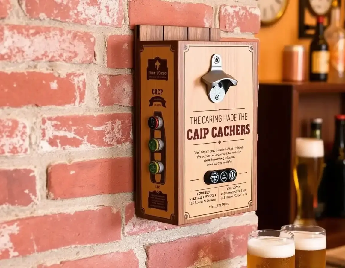 Wall Mounted Magnetic Beer Bottle Opener with Catcher