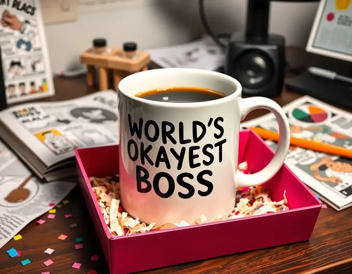 Tasse mit dem Spruch 'World's Okayest Boss'