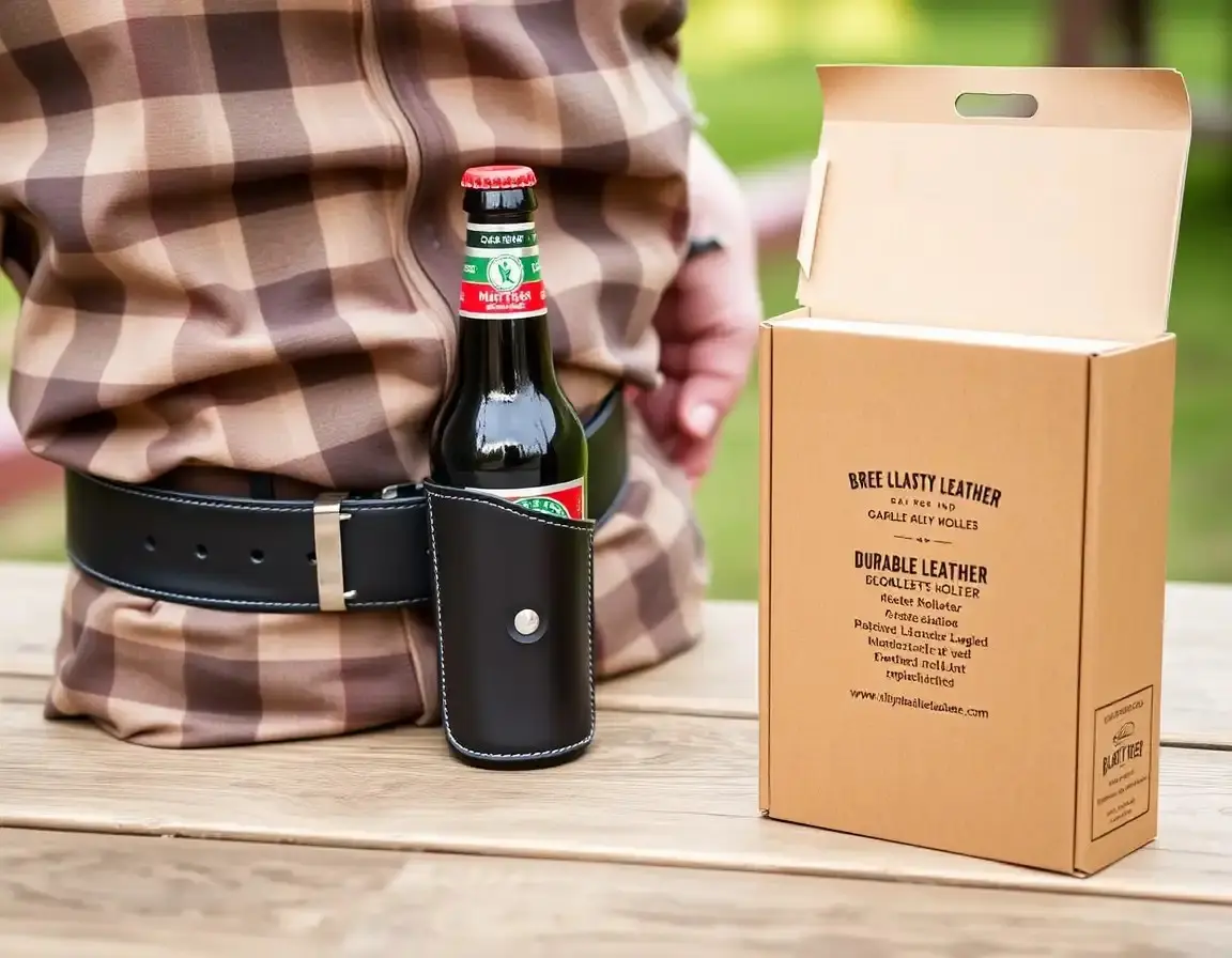 Bierholster aus echtem Leder für den Gürtel